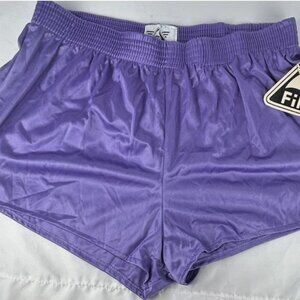 NWT Vintage Fin Purple Shiny Nylon Track Shorts Womens L Pull On Gym Athletic